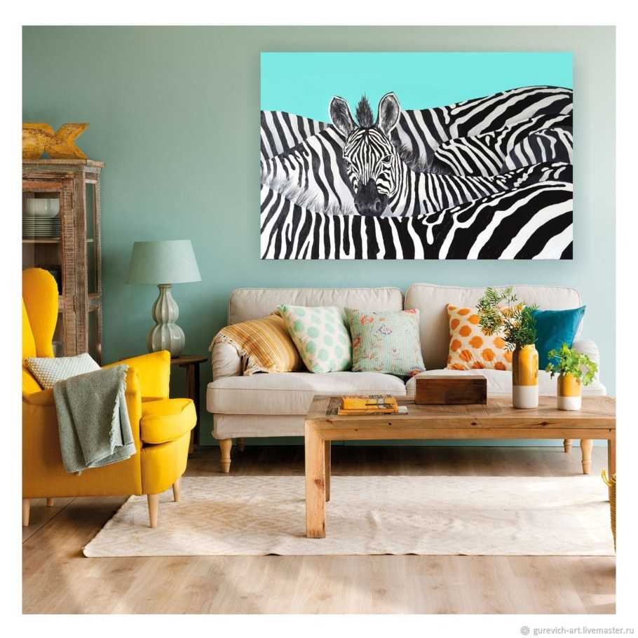 Зебра интерьерная живопись