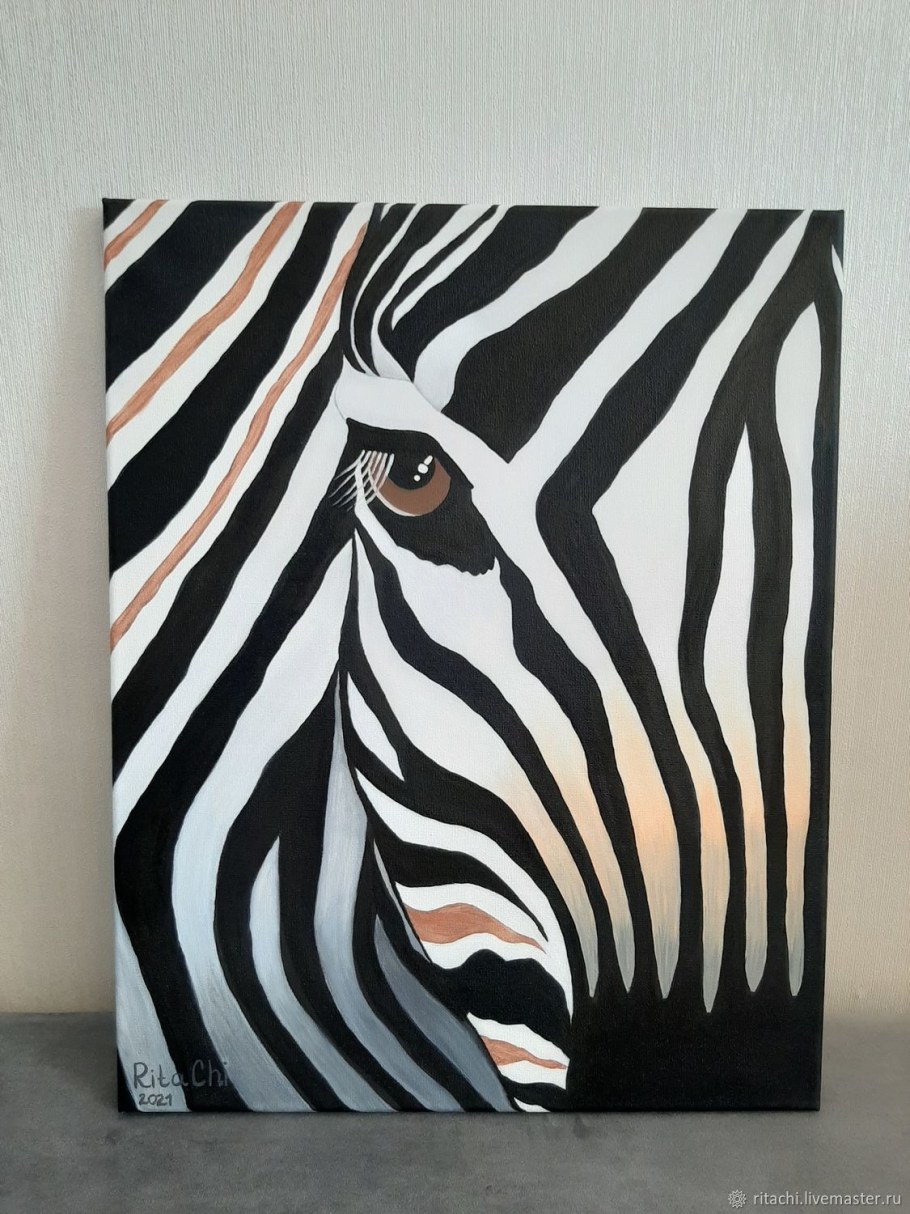 Зебра интерьерная живопись