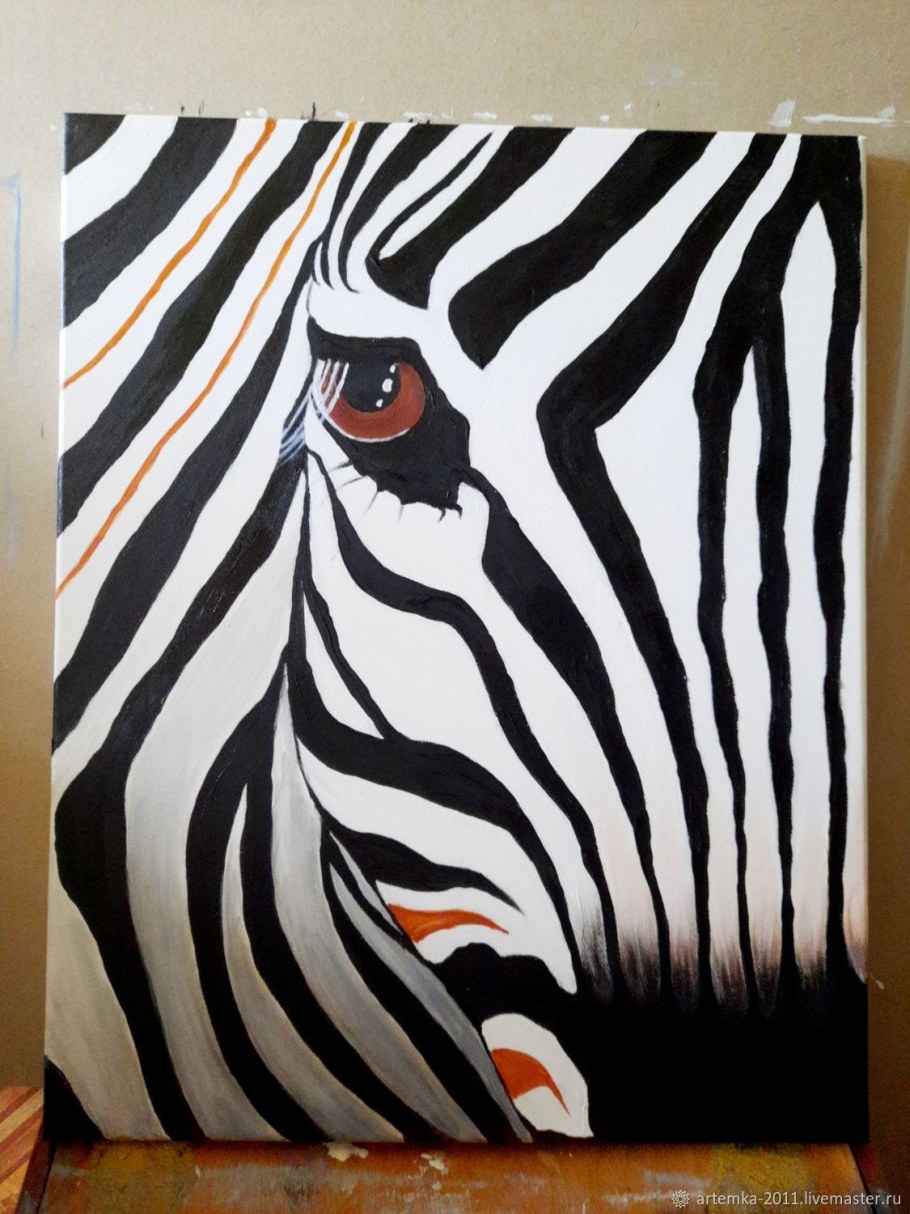 Зебра акрилом на холсте