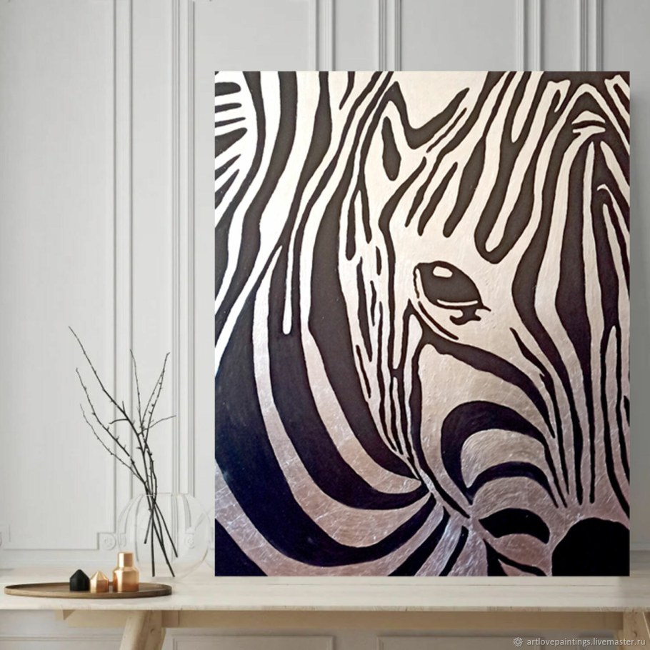 Картина Зебра в интерьере кухни