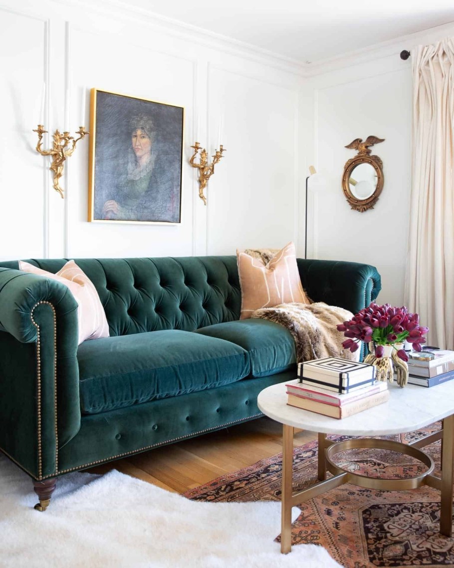 Диван Честерфилд зеленый бархат