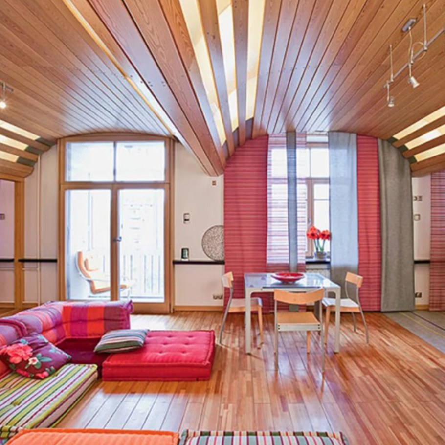 Отделка планкен лиственница интерьер