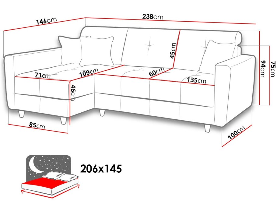 Угловой диван габариты 2500х2000