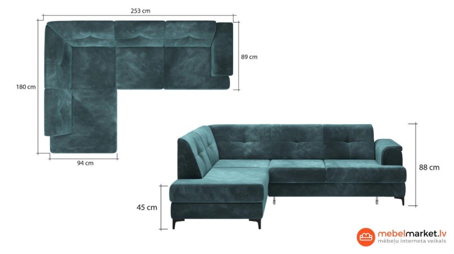 Диван угловой ширина 210