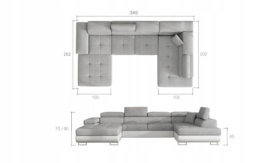 Диван угловой п-образный Лесли Formula 225