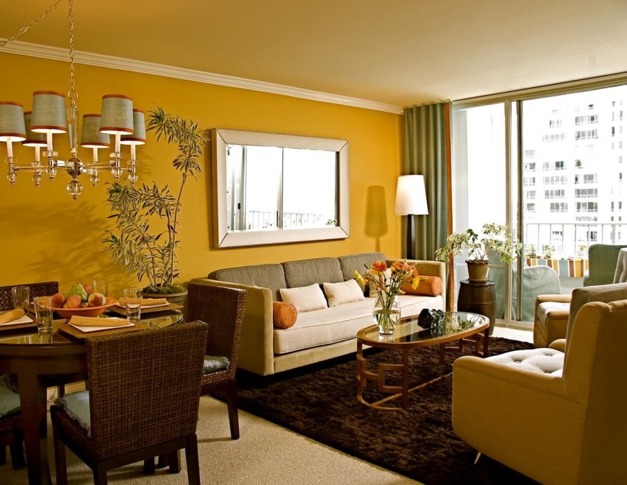 Интерьер бежево шафрановый цвет