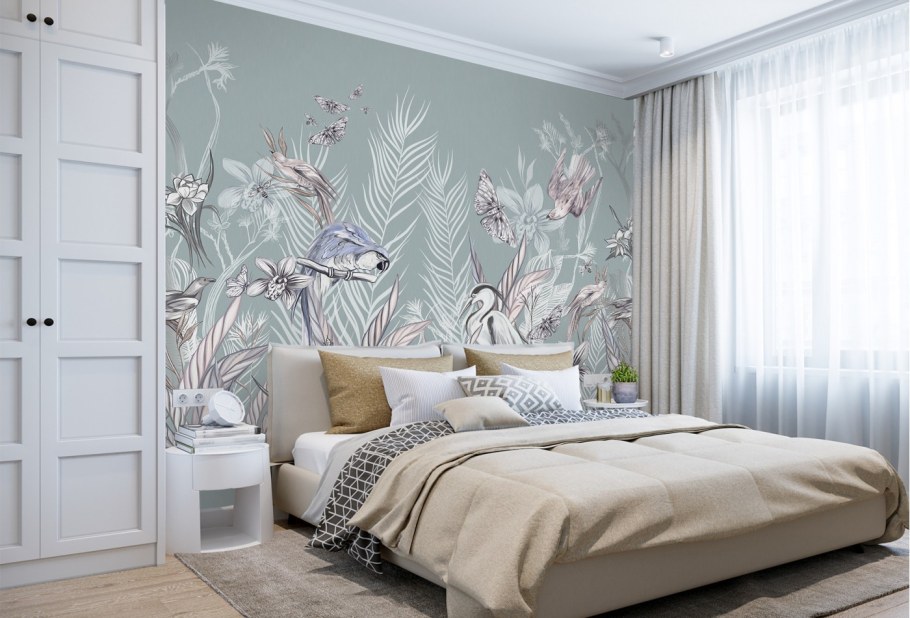 Обои с цаплями в интерьере