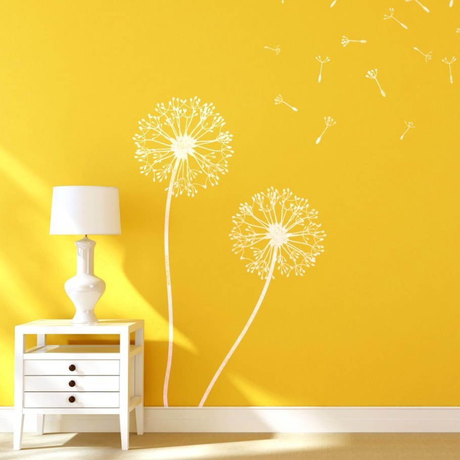 Трафарет одуванчика на стену