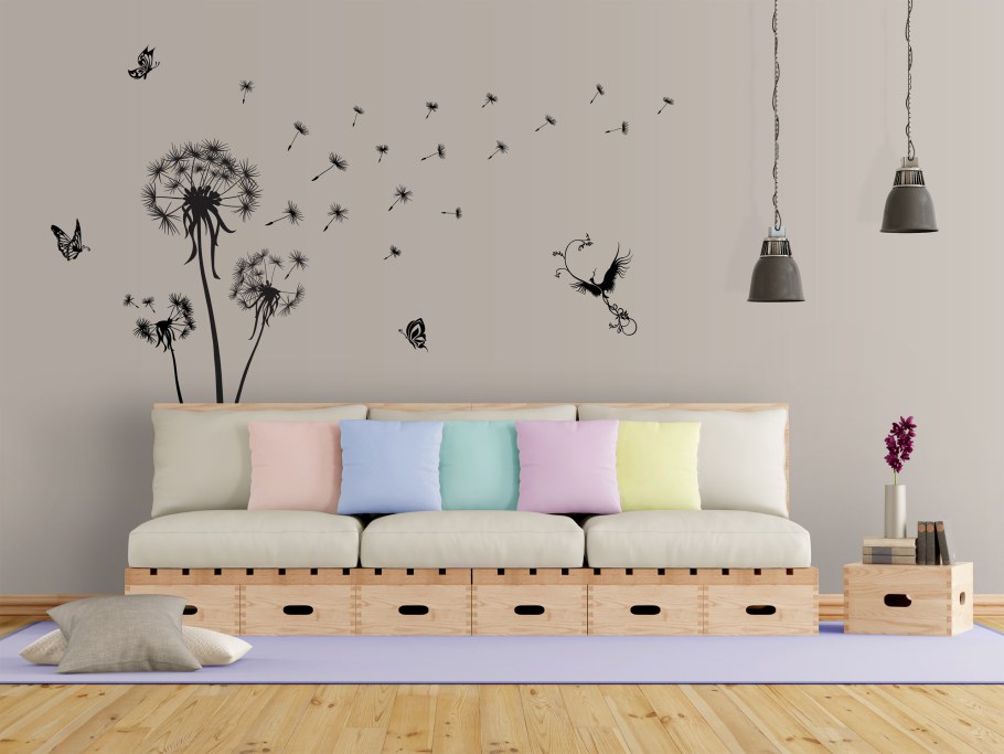 Интерьерные наклейки на стену одуванчик