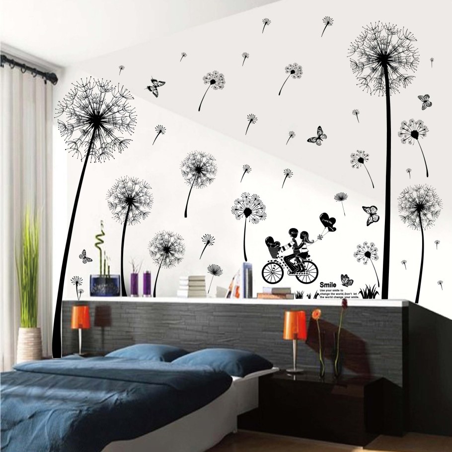 Фотообои одуванчики и стена