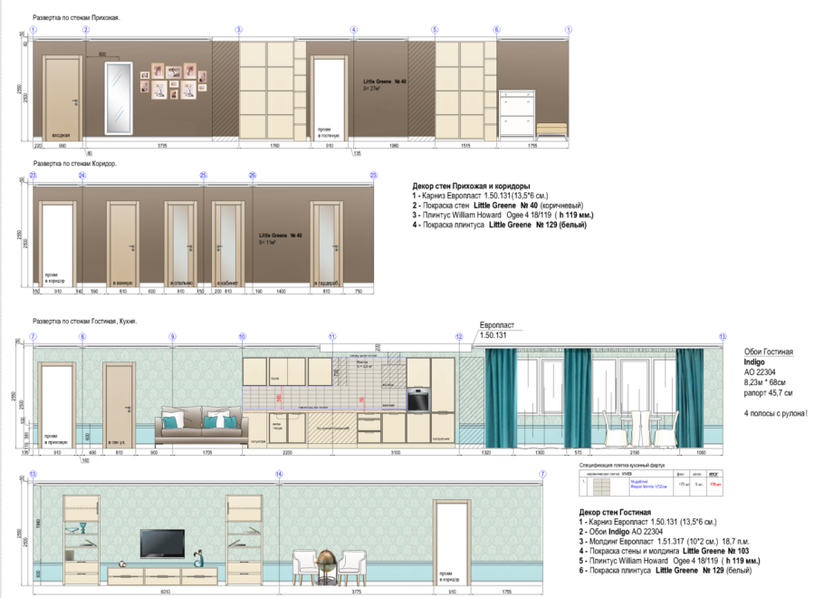 Развертки чертежи интерьер