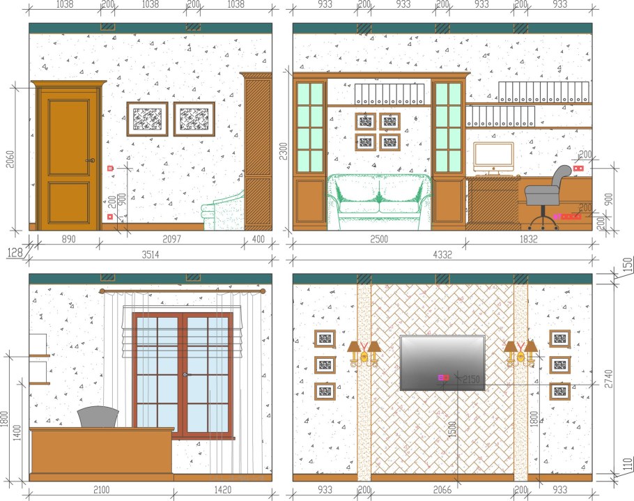 Развертка стен кабинета