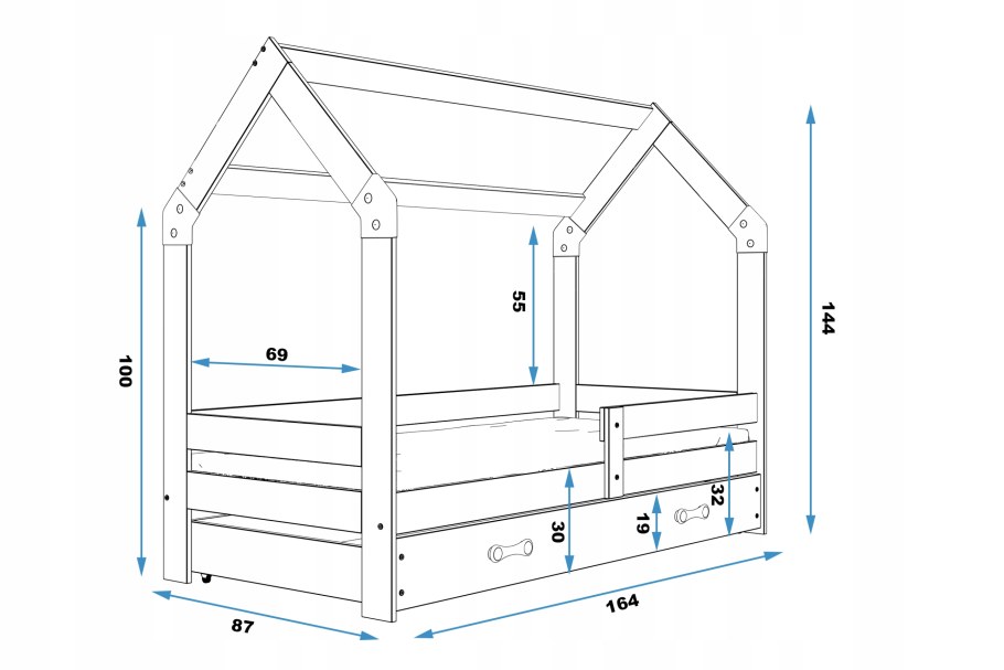 Кровать домик чертеж 160 80