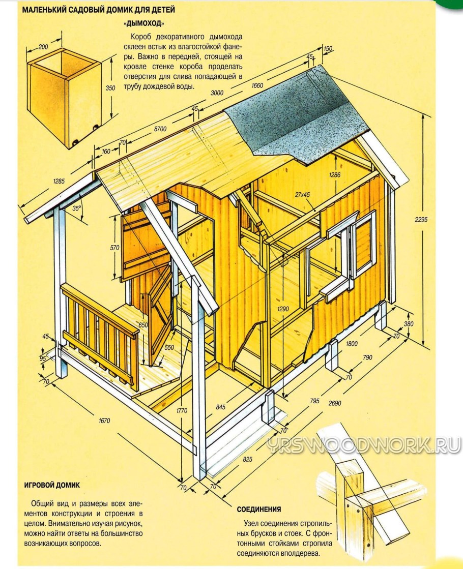 Чертеж детского игрового домика для дачи