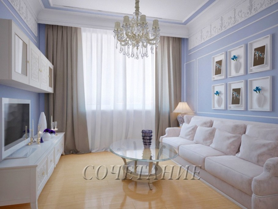 Светлая гостиная в классическом стиле
