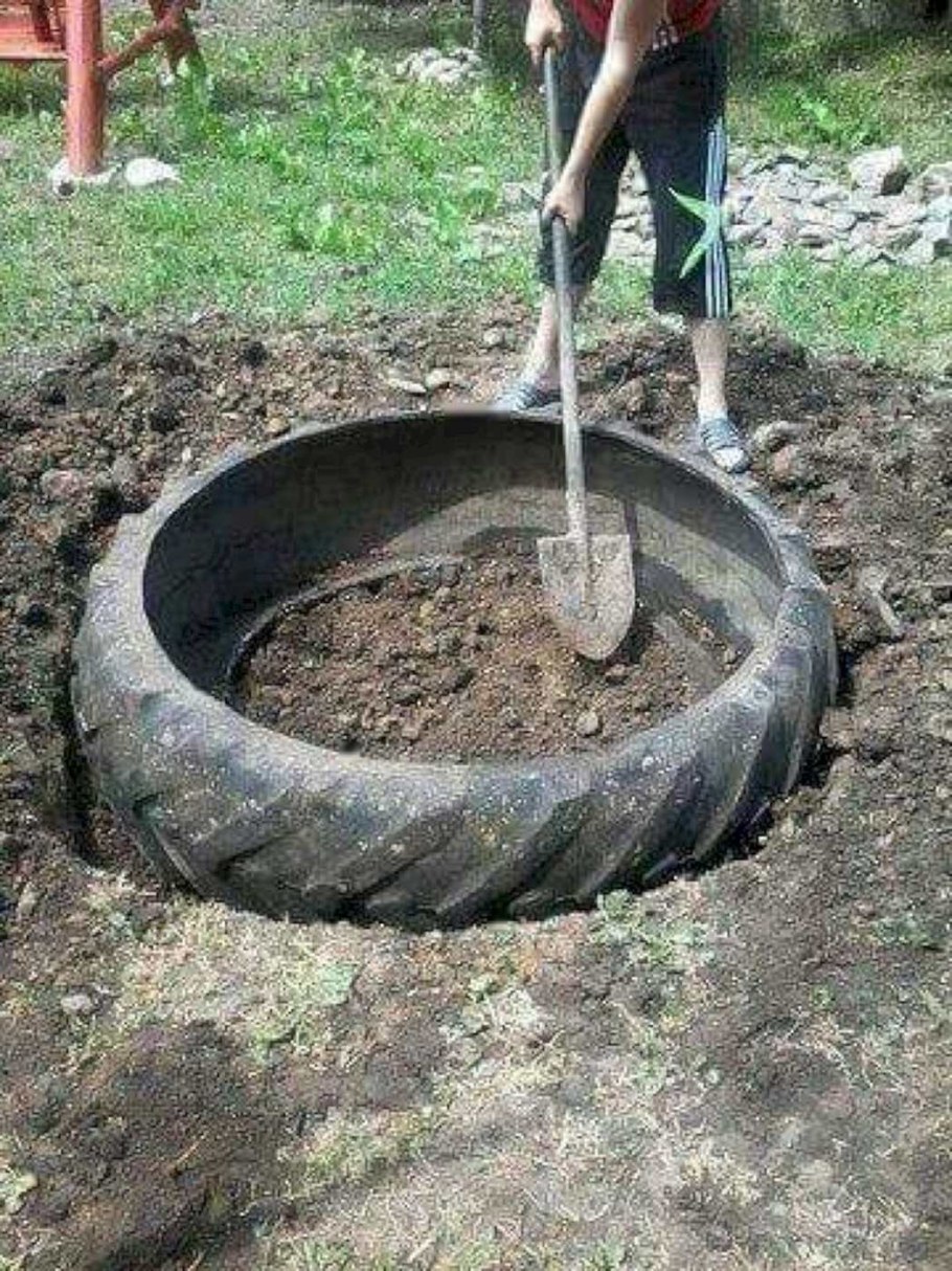 Водоем из покрышек на даче своими