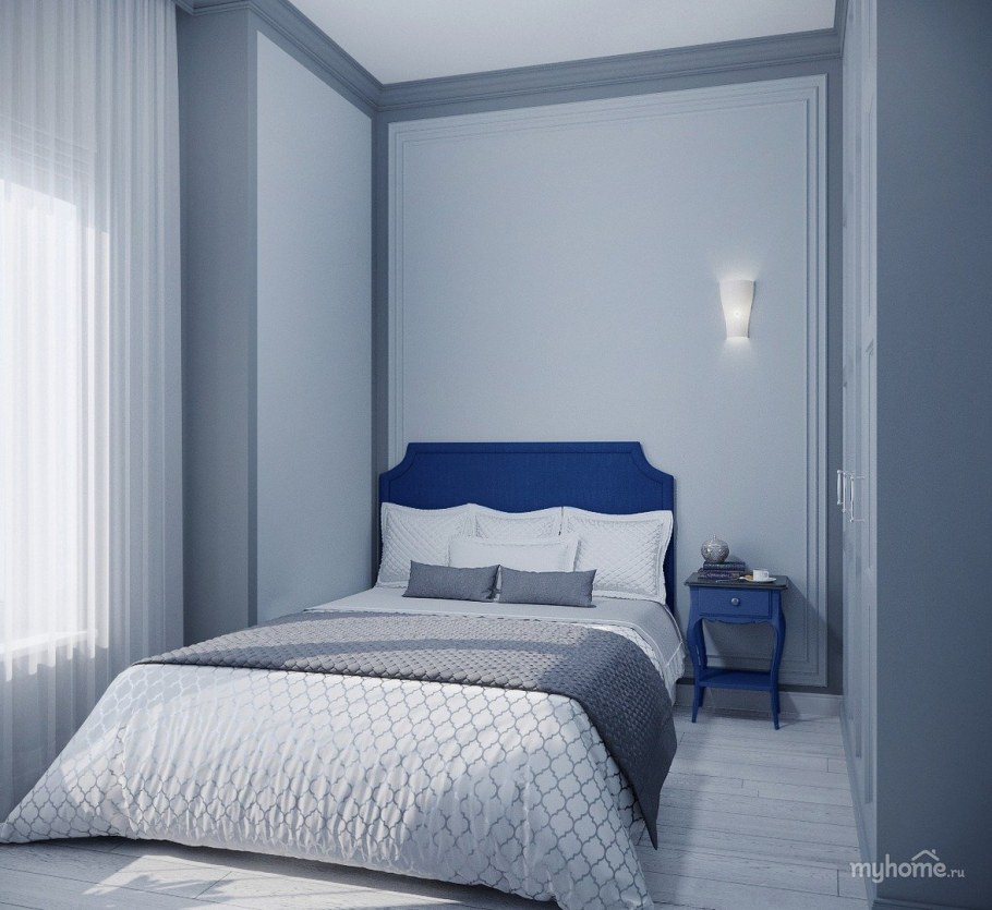 Спальня в серо синих тонах