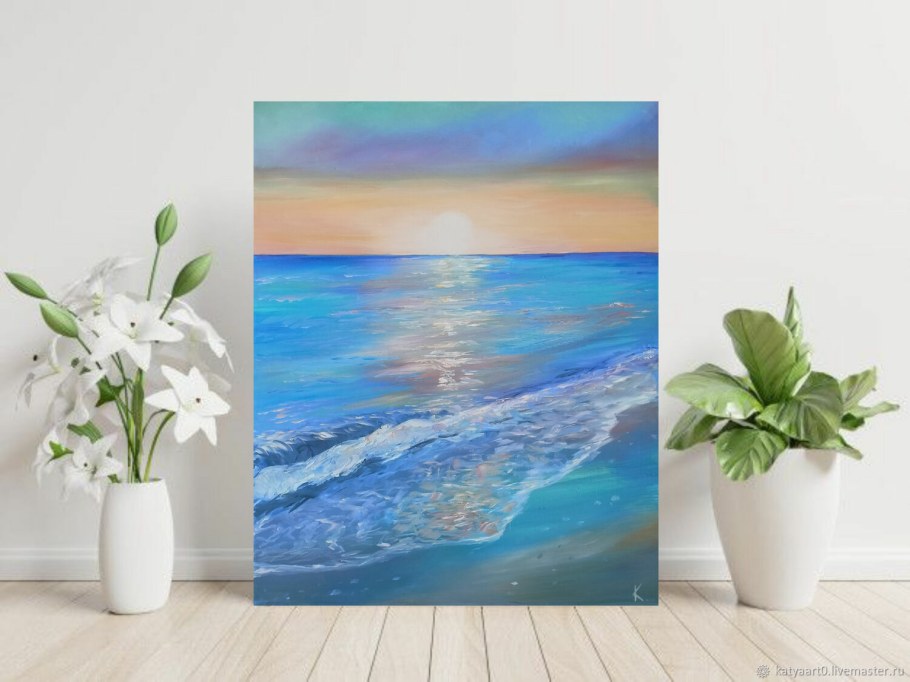 Картина цвета море в интерьере