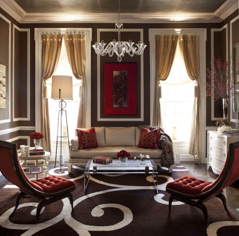 Гостиная в бордовом цвете