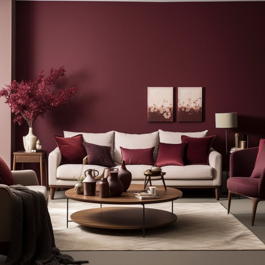 Бордовый цвет в интерьере