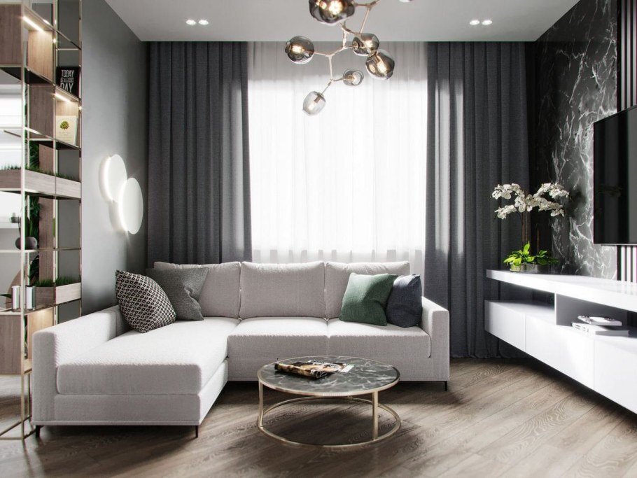 Гостиная в сером цвете