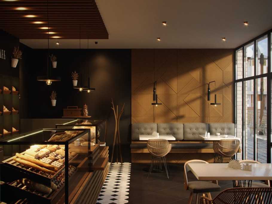 Интерьер кафе пекарни