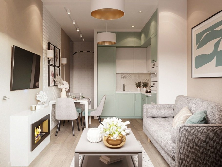 Кухня-гостиная 17 кв.м икеа