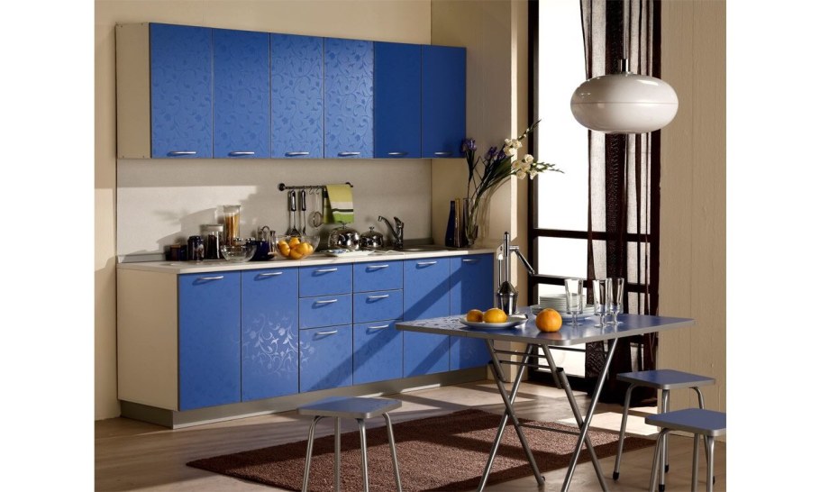 Кухонный гарнитур синего цвета