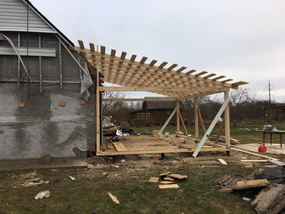 Пристройка с односкатной крышей