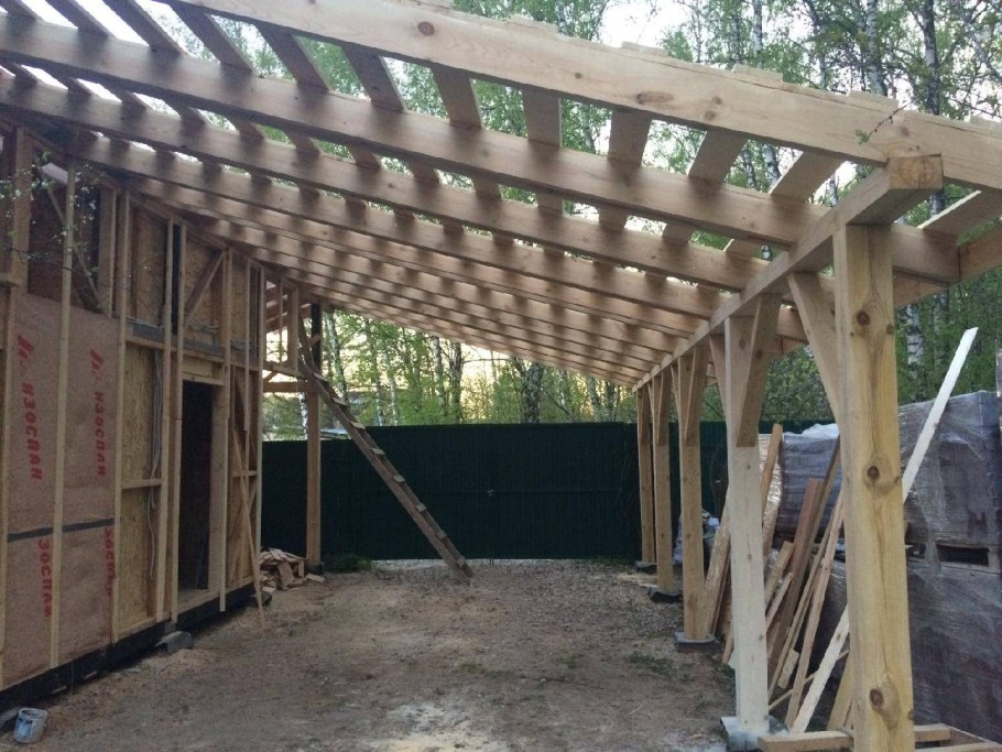 Каркасный гараж с односкатной крышей