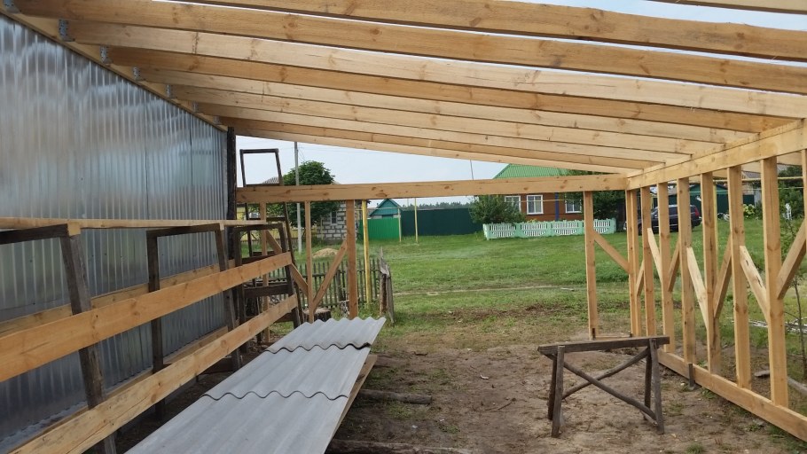 Каркасный гараж с односкатной крышей