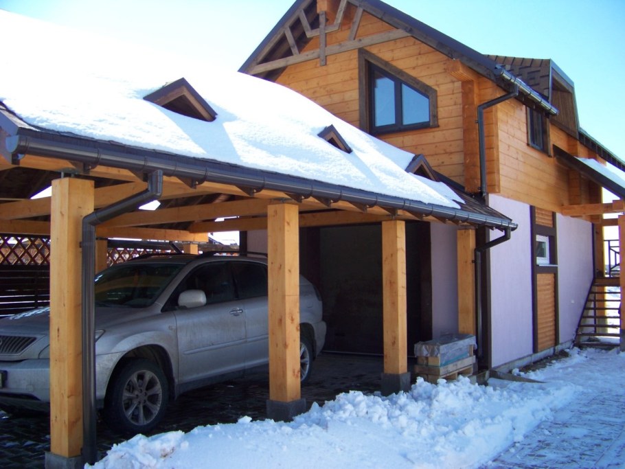 Навес для машины пристроенный к дому