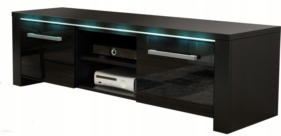 Тумба под ТВ Николь 200х52х35 черный черный глянец