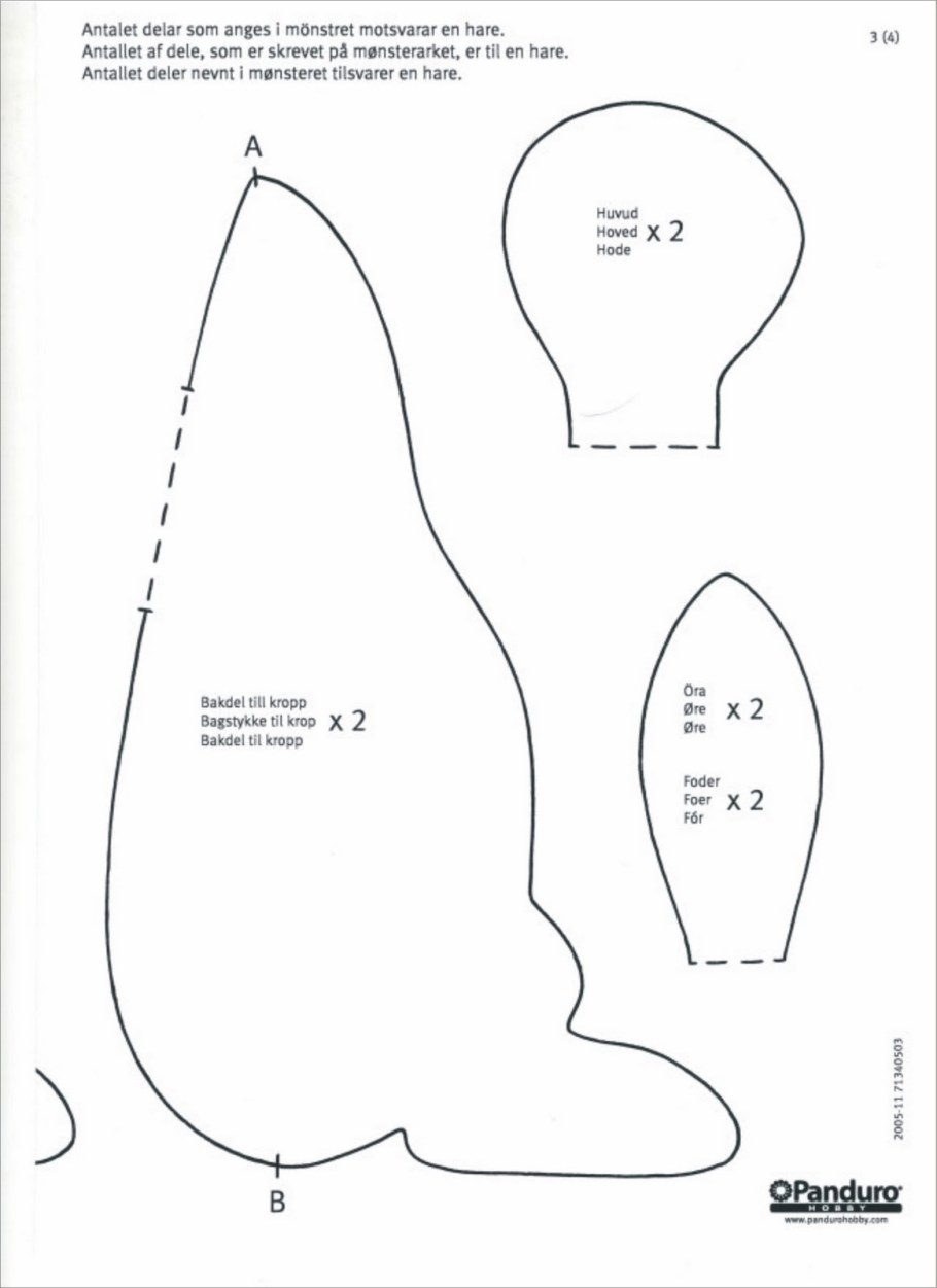 Кролик выкройка игрушка Тильда