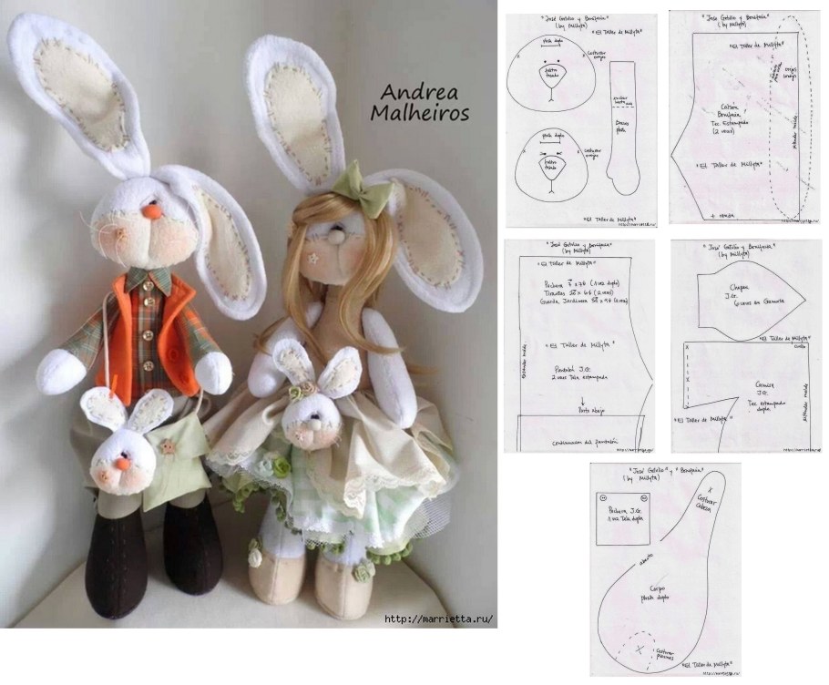 Текстильный кролик выкройка Пасхальный