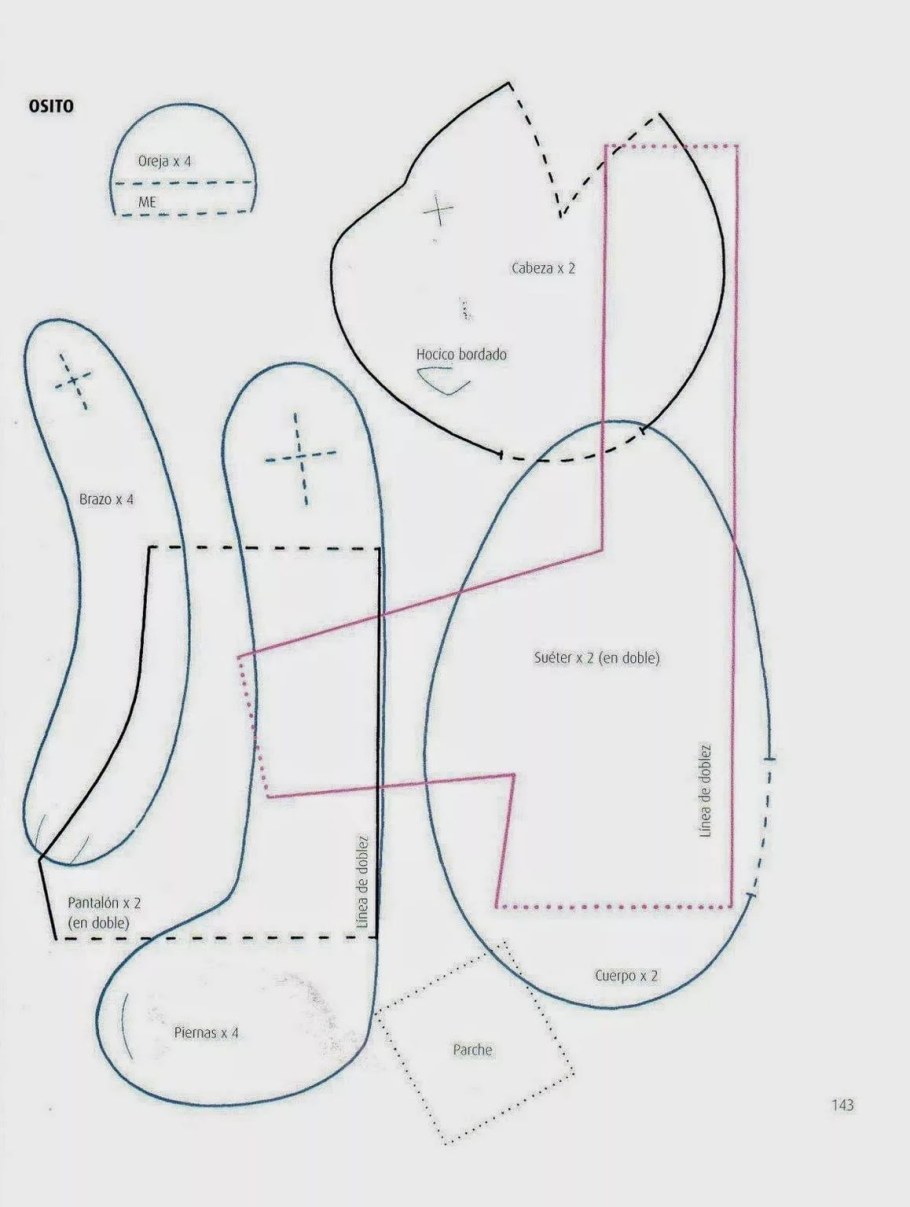 Мишка Тильда выкройка в натуральную величину