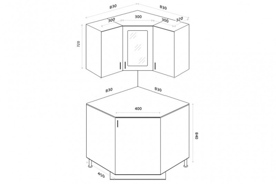 Угловой кухонный модуль под мойку чертежи с размерами