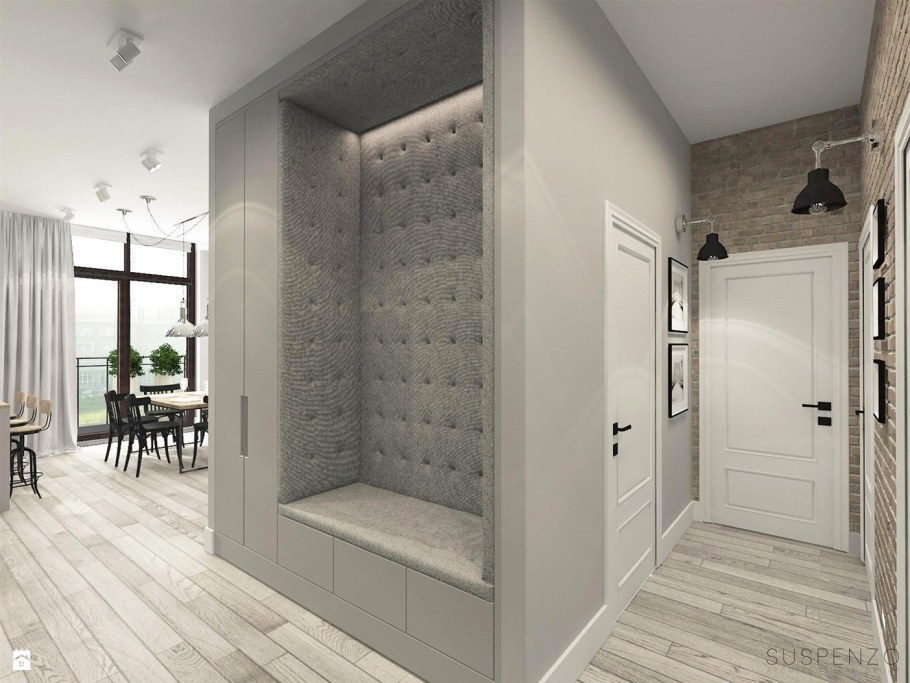 Прихожая с мягкой обивкой в современном стиле