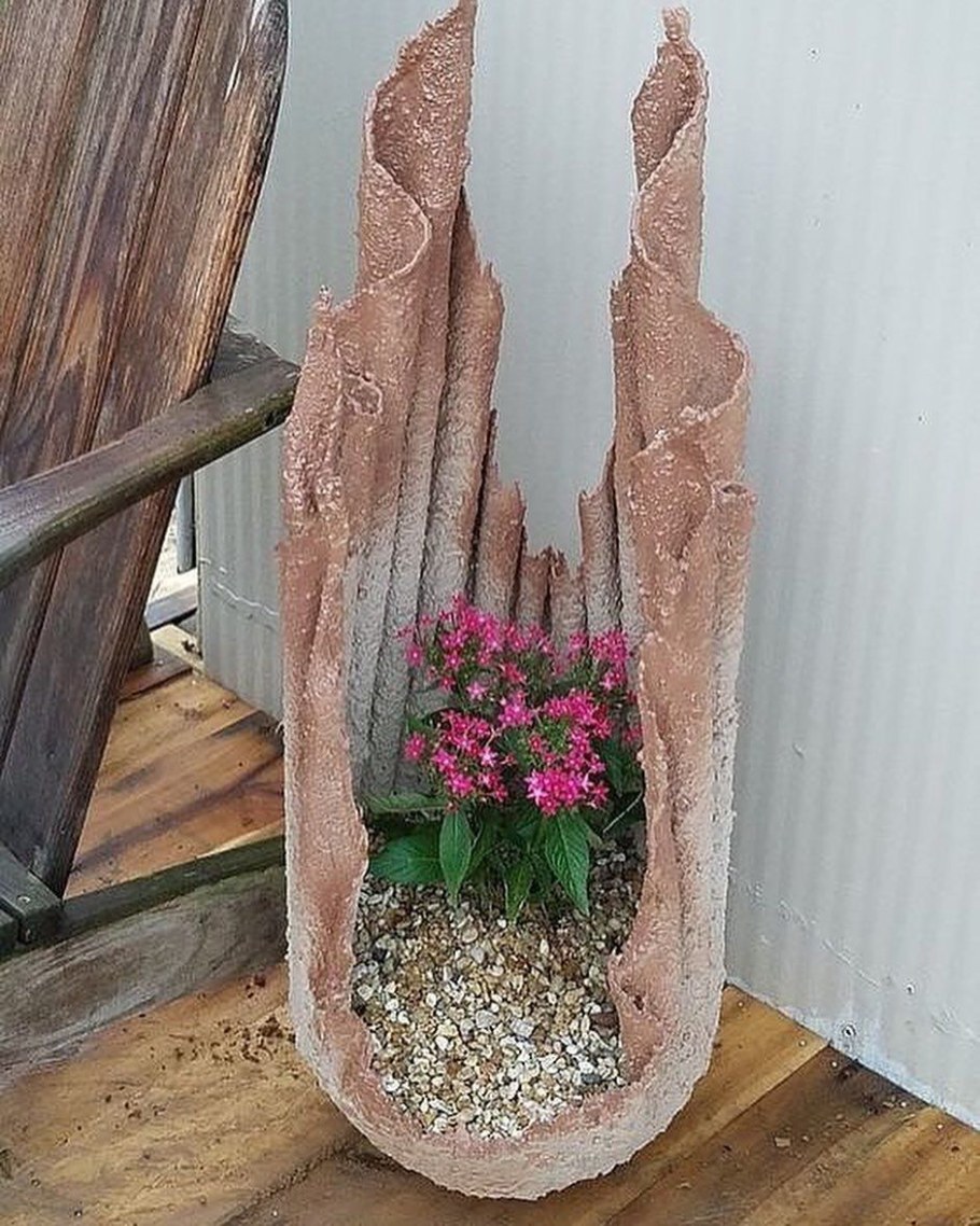 Вазы для сада из цемента и тряпок