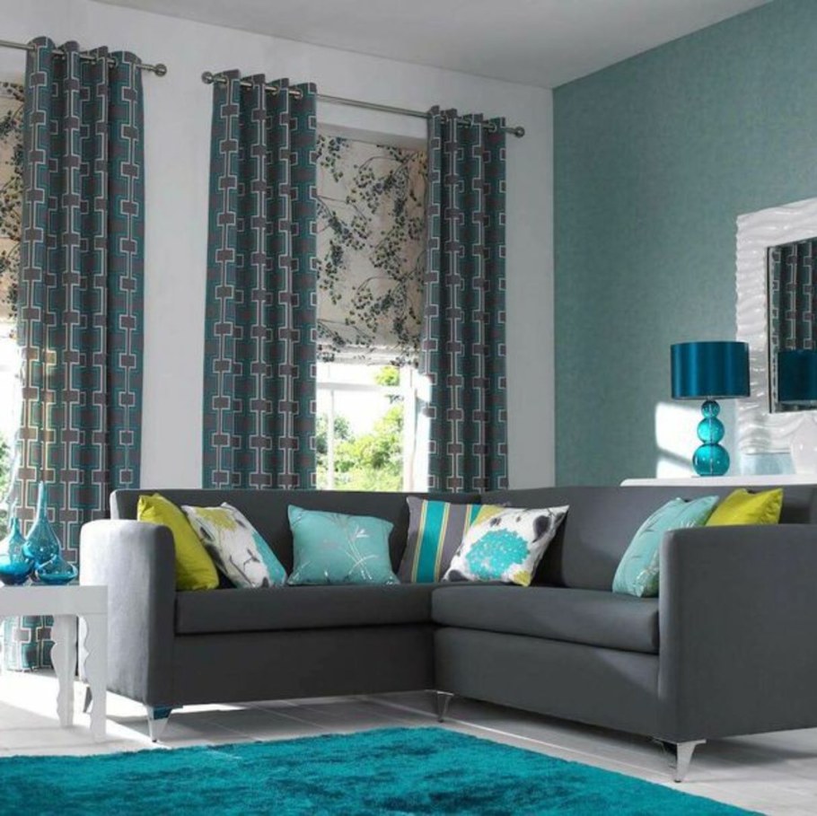 Шторы к бирюзовым стенам