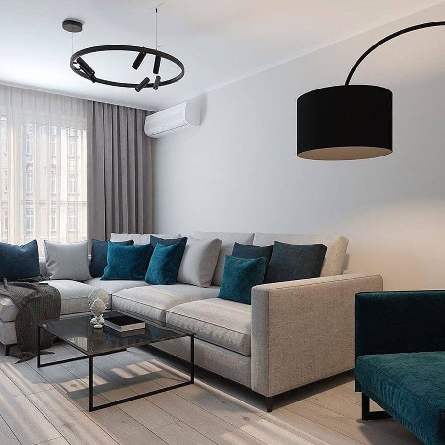 Гостиная с синими акцентами