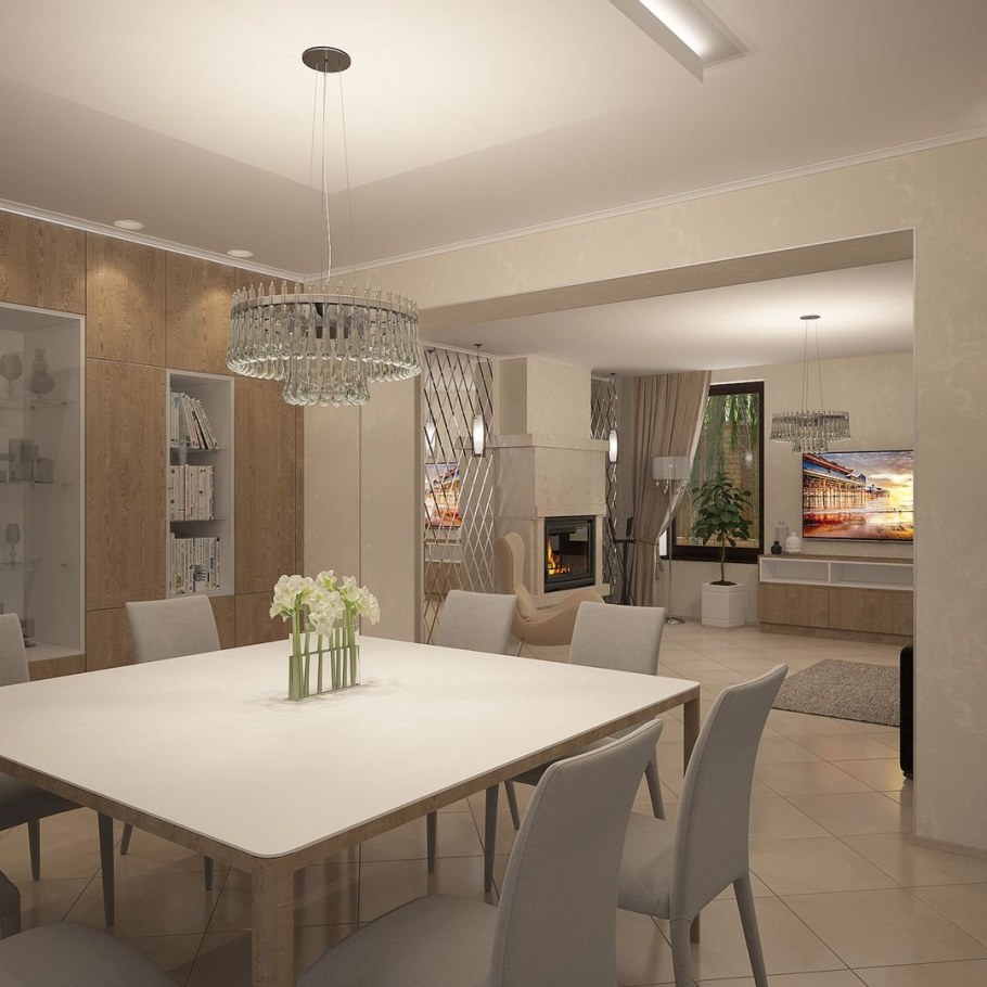 Столовая гостиная в частном доме