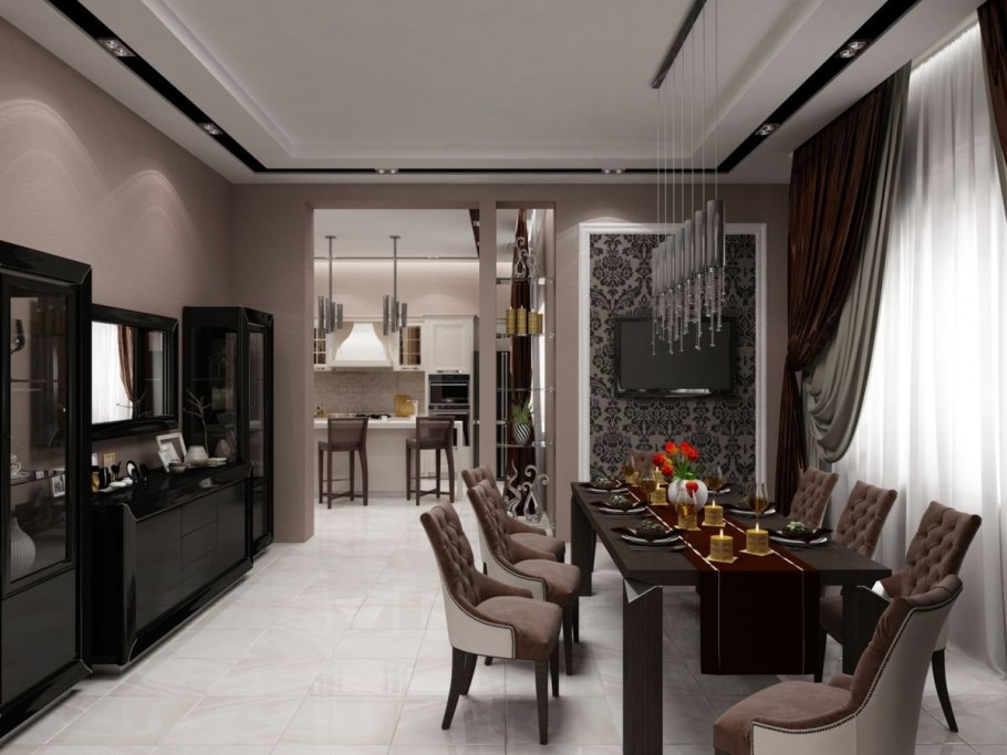 Интерьер столовой гостиной