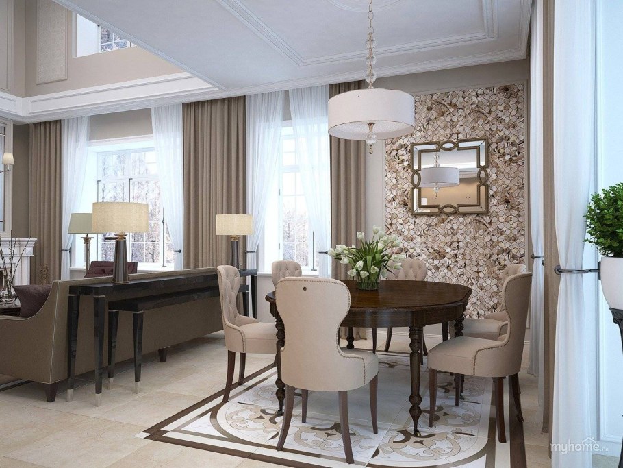 Гостиная совмещенная со столовой