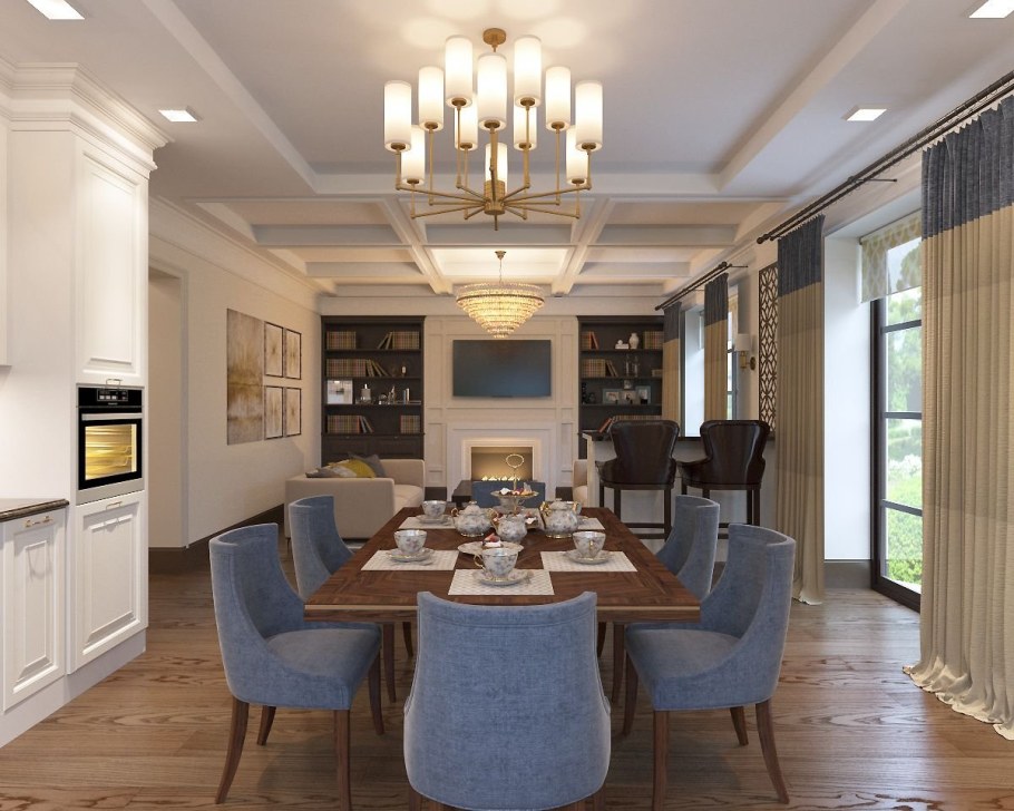 Кухня-столовая-гостиная Неоклассика