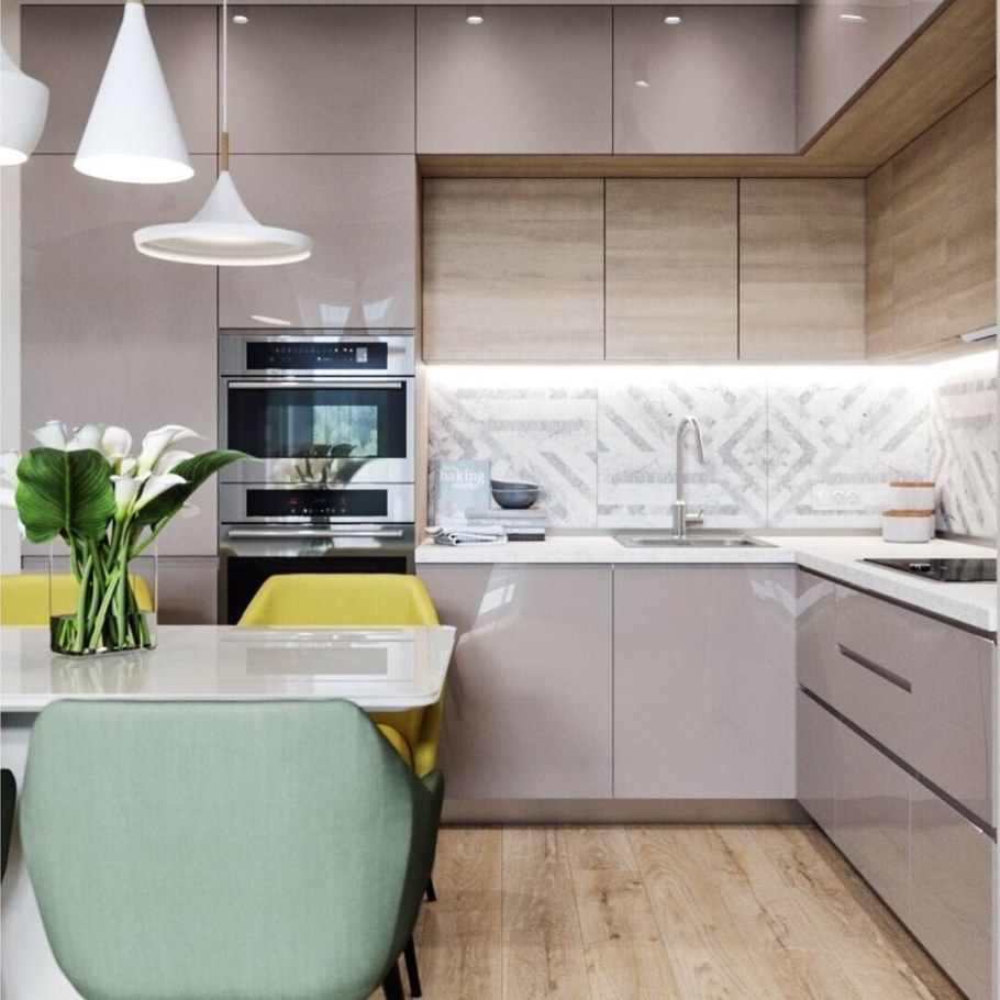 Кухня 9кв.м в стиле Модерн белая