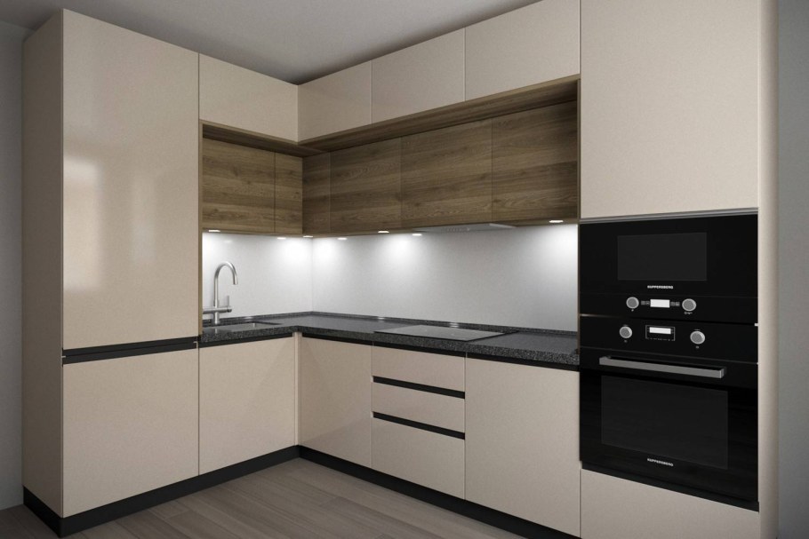 Кухонный гарнитур с интегрированными ручками