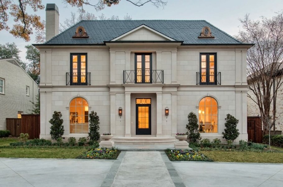 Одноэтажная усадьба американская Неоклассика