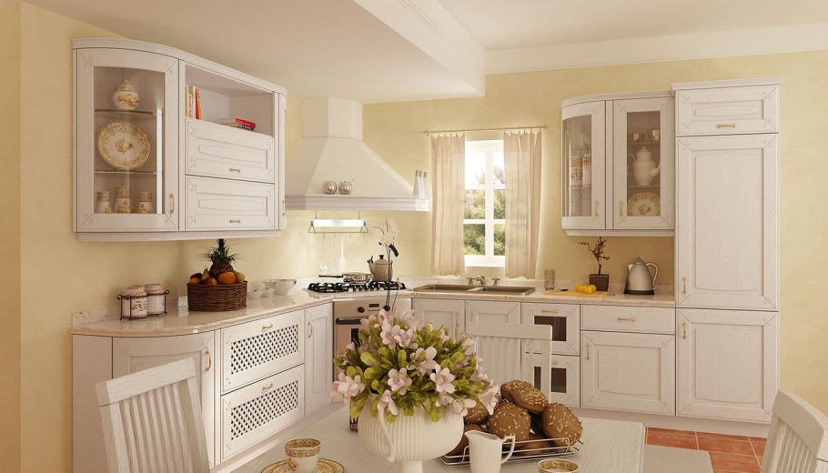 Кухня белая белесая Прованс