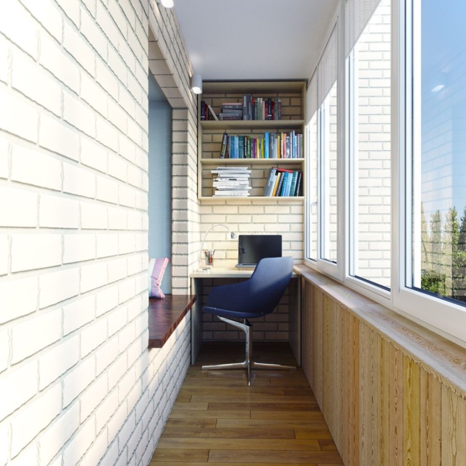 Рабочее пространство на балконе